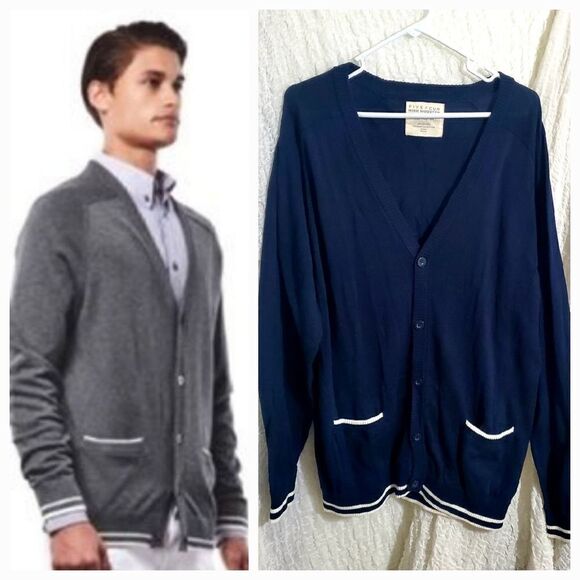 Five Four Nick Wooster Navy Men's Cardigan Sweater Size XL - Picture 1 of 10